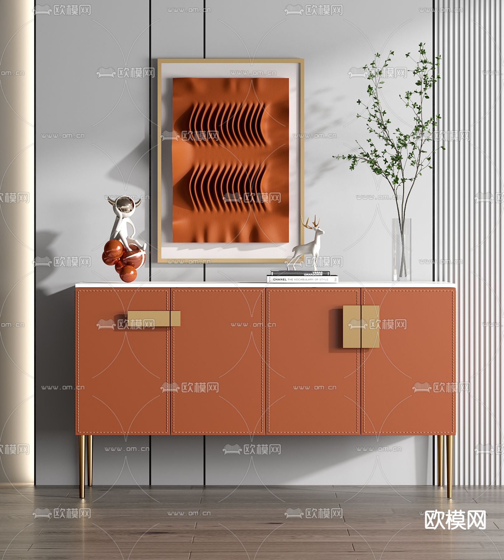 现代玄关边柜3d模型下载