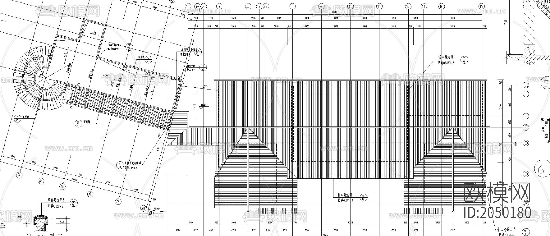 民居式度假村招待所cad施工图下载（渲染图4）