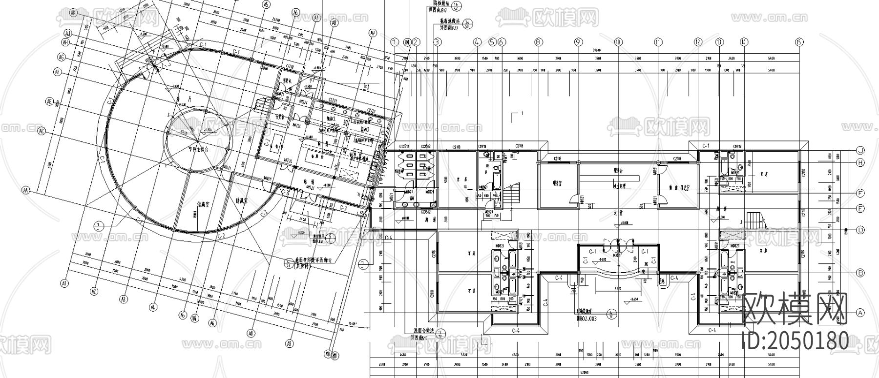 民居式度假村招待所cad施工图下载（渲染图3）