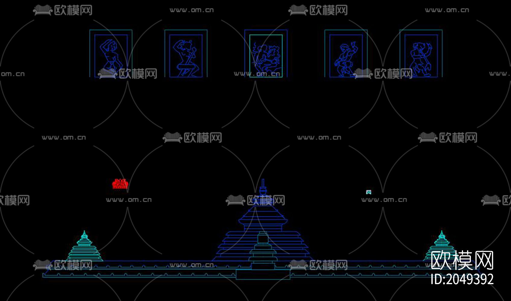 佛教寺庙装饰节点大样下载（渲染图2）