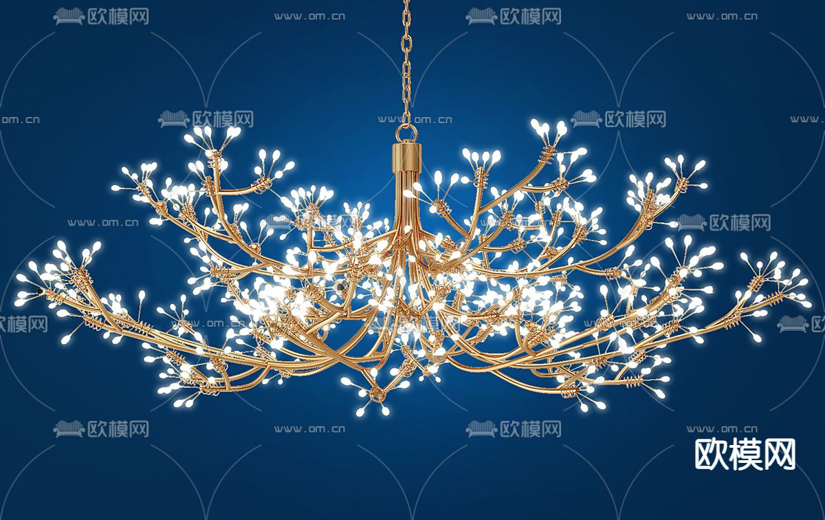 现代金属树枝吊灯免费3d模型下载