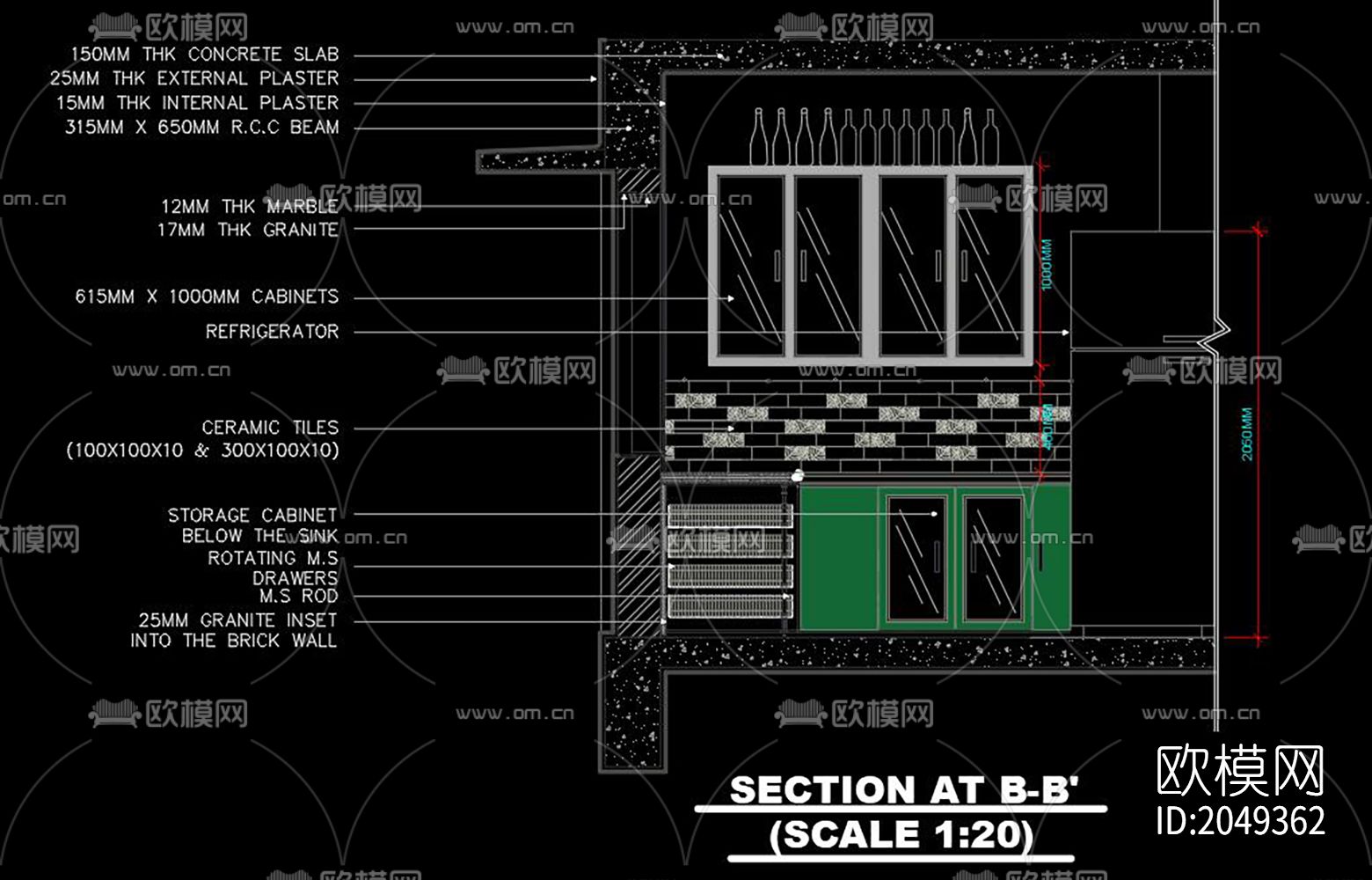 橱柜立面cad图库下载（渲染图3）