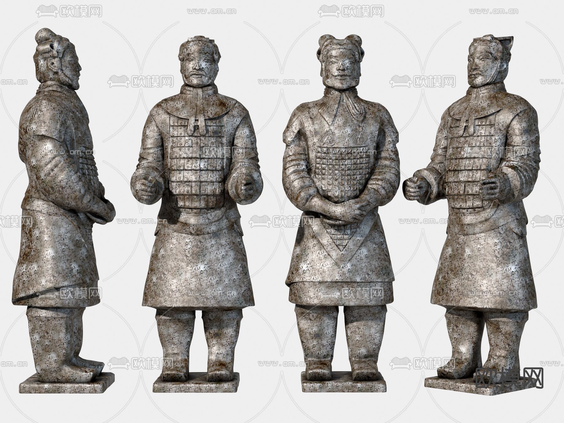 中式兵马俑人物雕塑3d模型下载