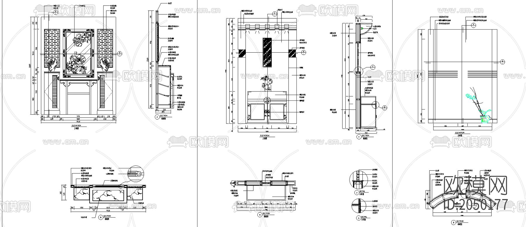 室内玄关装修cad施工图下载（渲染图2）