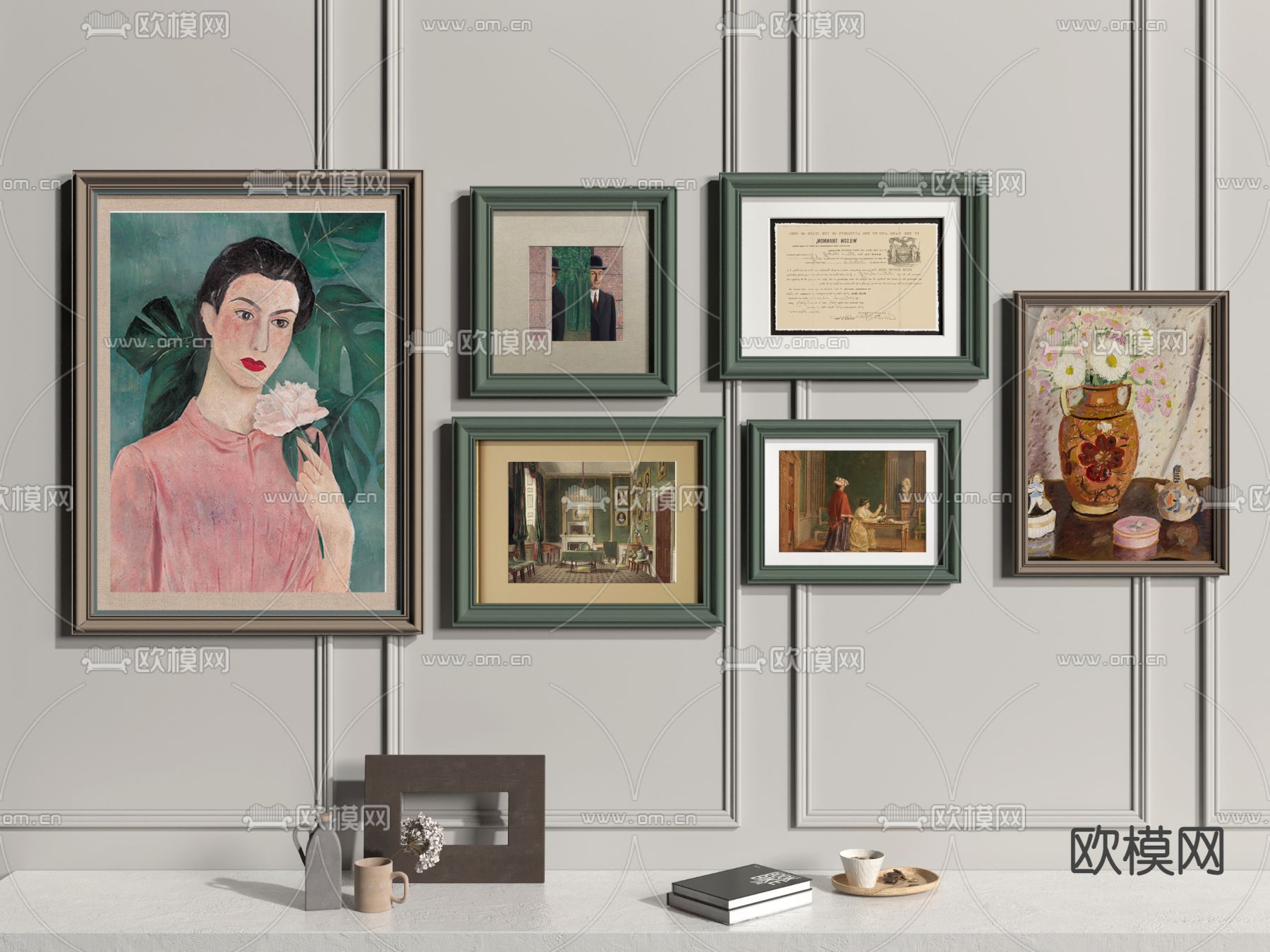 美式复古装饰画3d模型下载