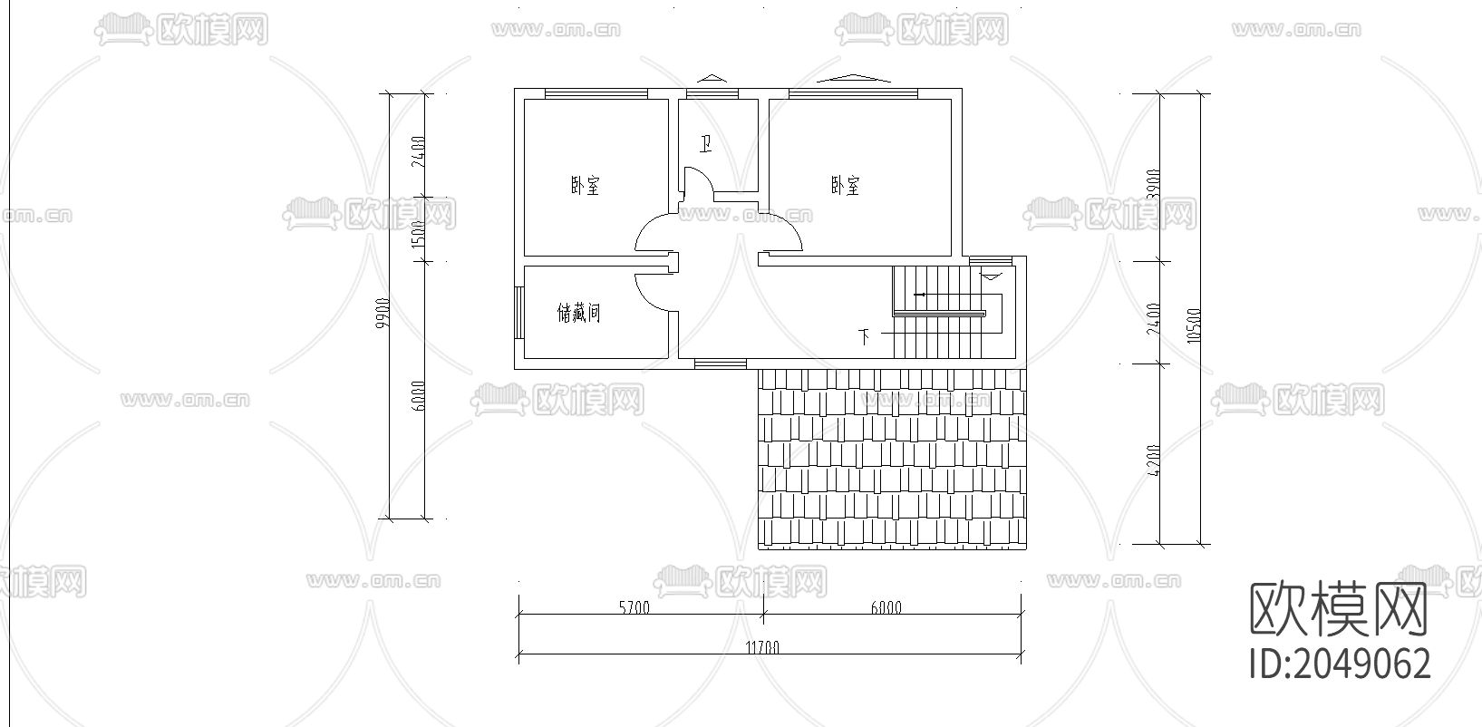 别墅cad施工图下载（渲染图2）
