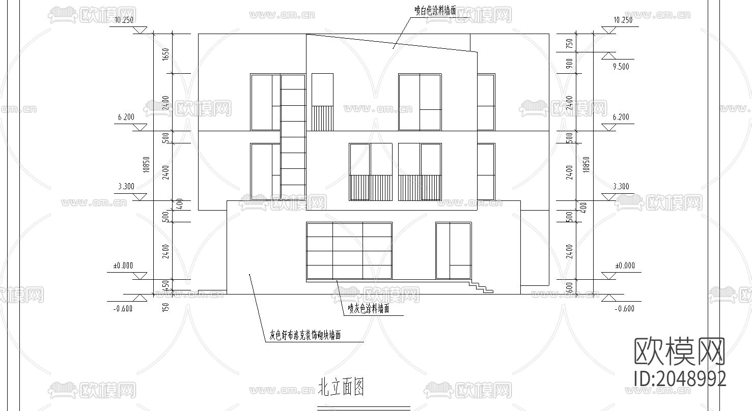 别墅cad施工图下载（渲染图2）