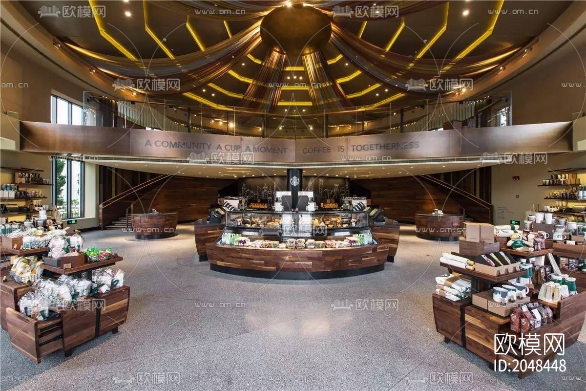 星巴克咖啡屋旗舰店cad施工图下载（渲染图2）