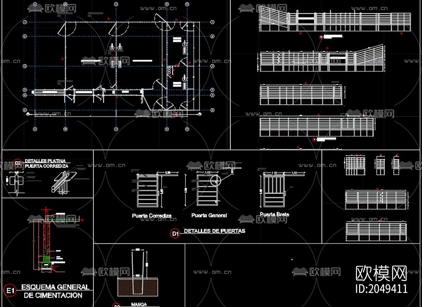围栏cad图库下载（渲染图4）