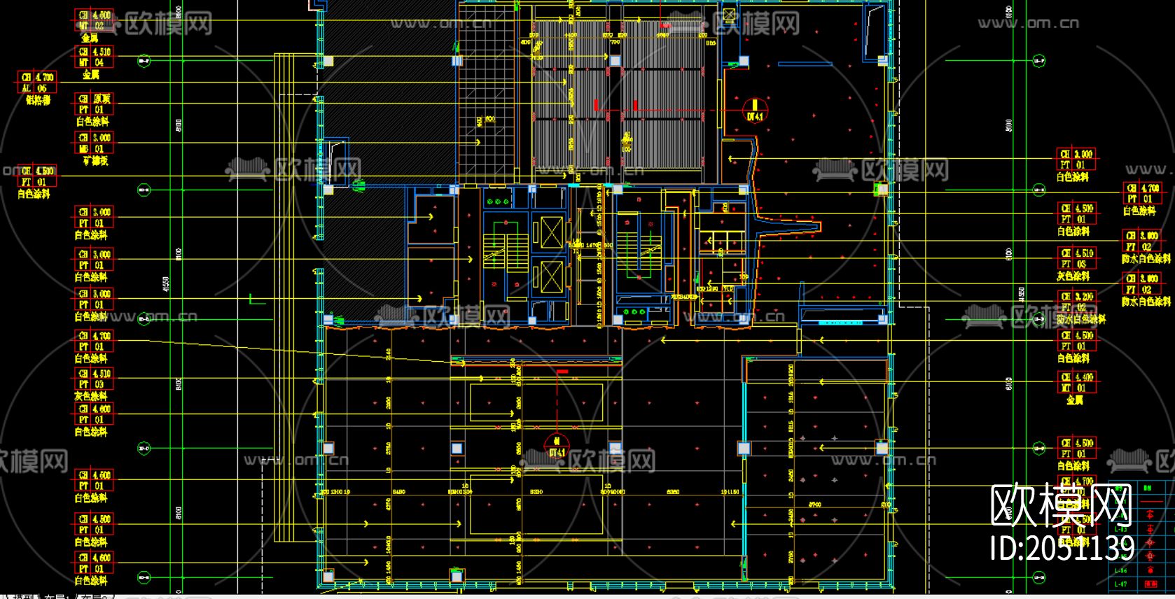 企业办公楼一层大厅cad施工图下载（渲染图6）