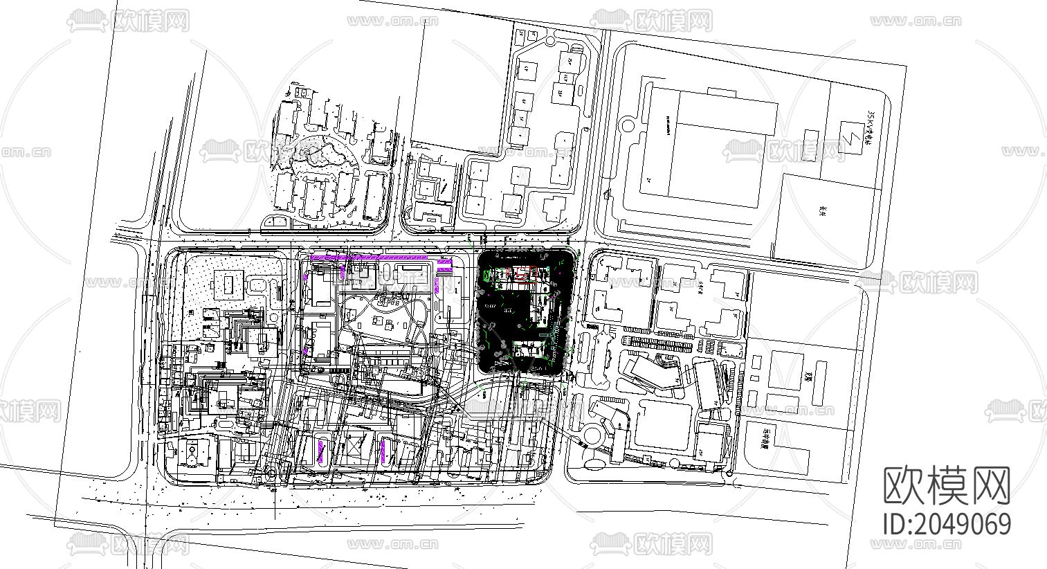 给排水总平面cad施工图下载（渲染图1）