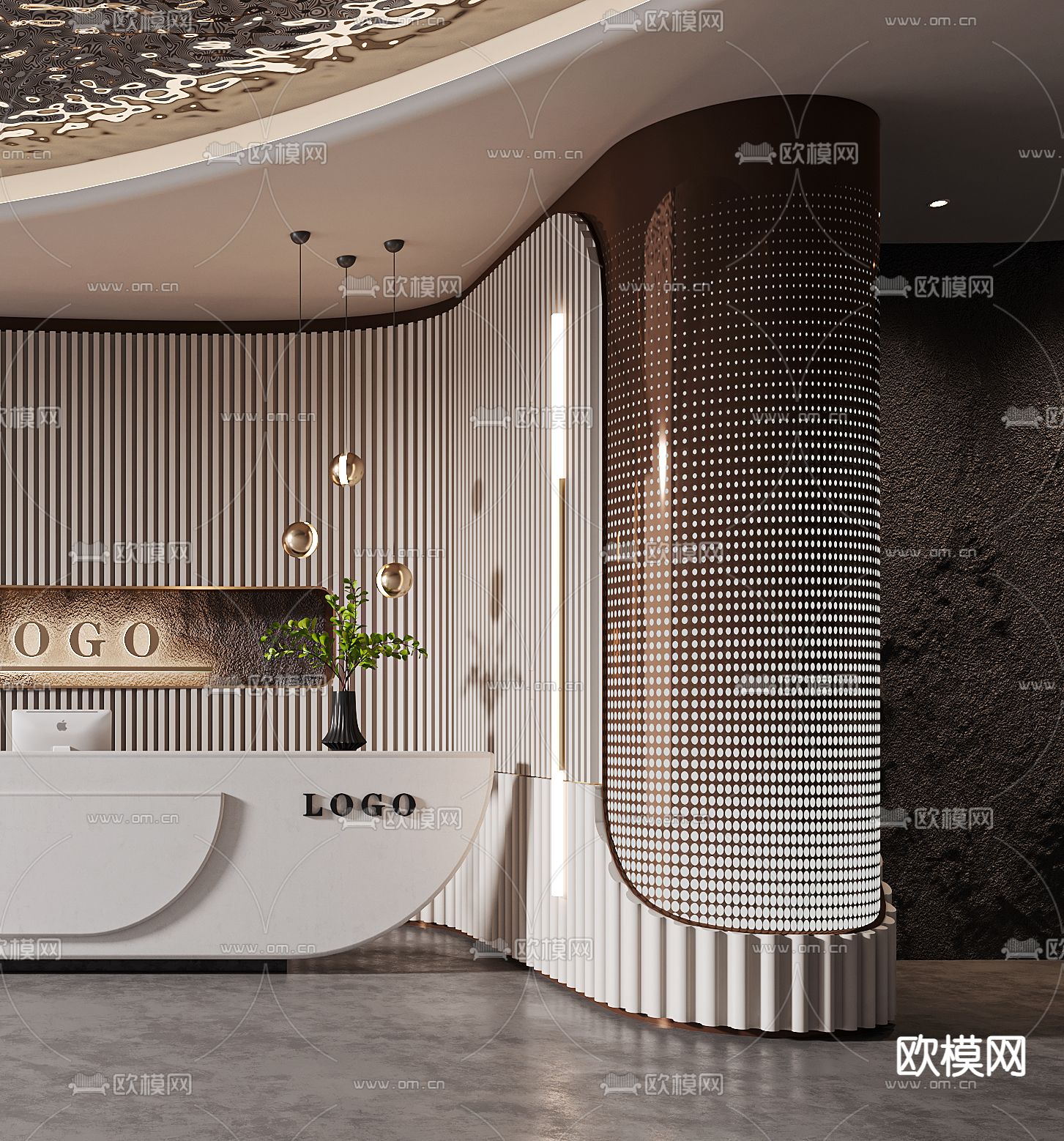 现代公司前台接待3d模型