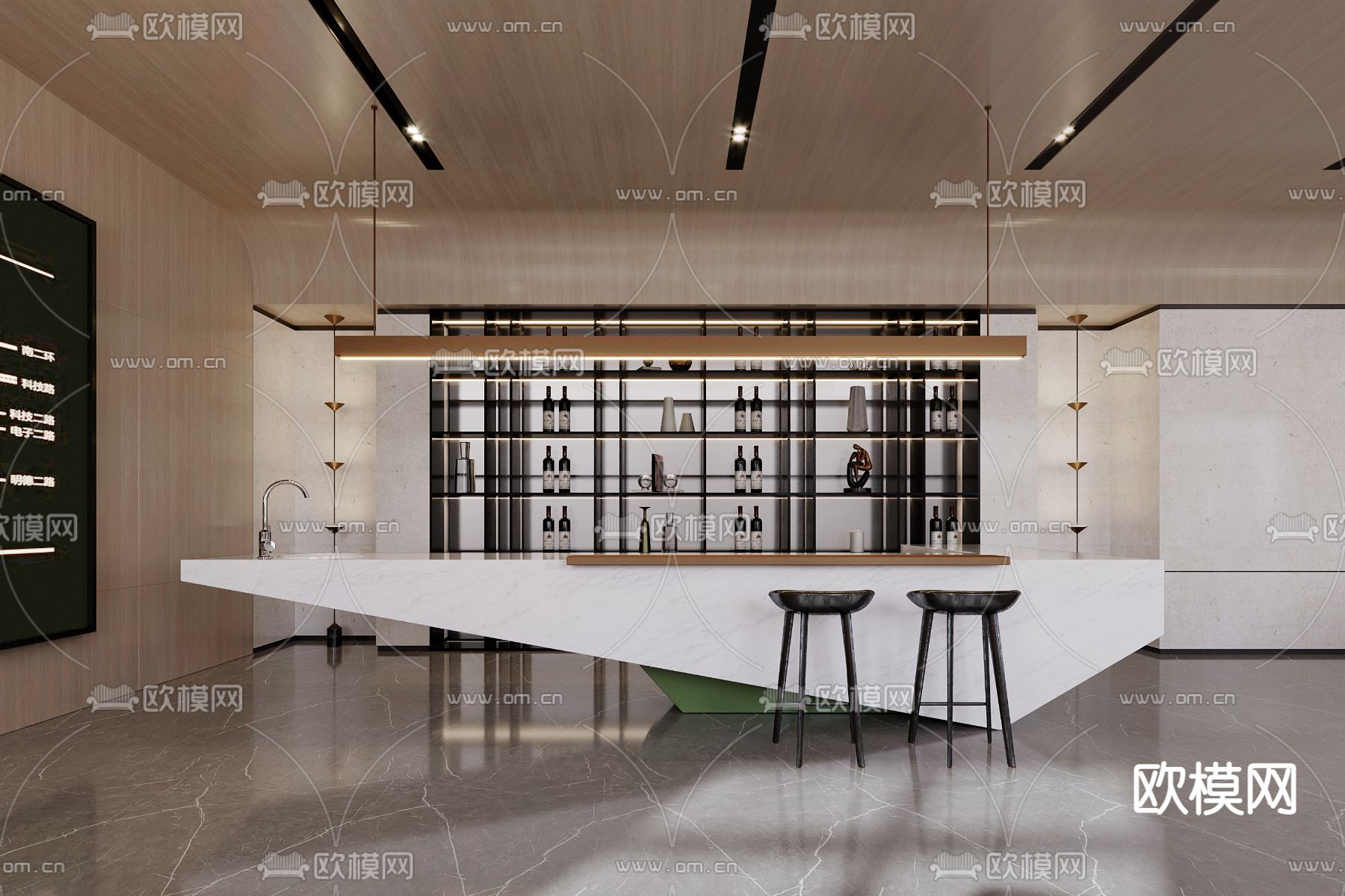 现代售楼处水吧接待处3d模型下载（渲染图2）