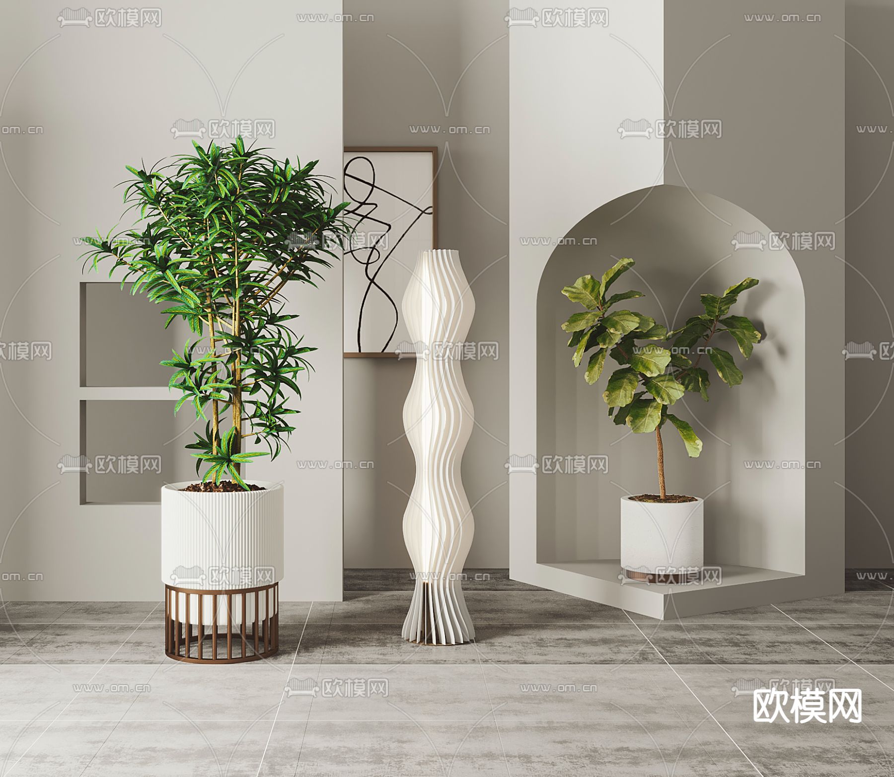 现代绿植盆栽3d模型下载_ID11902117_3dmax免费模型-欧模网