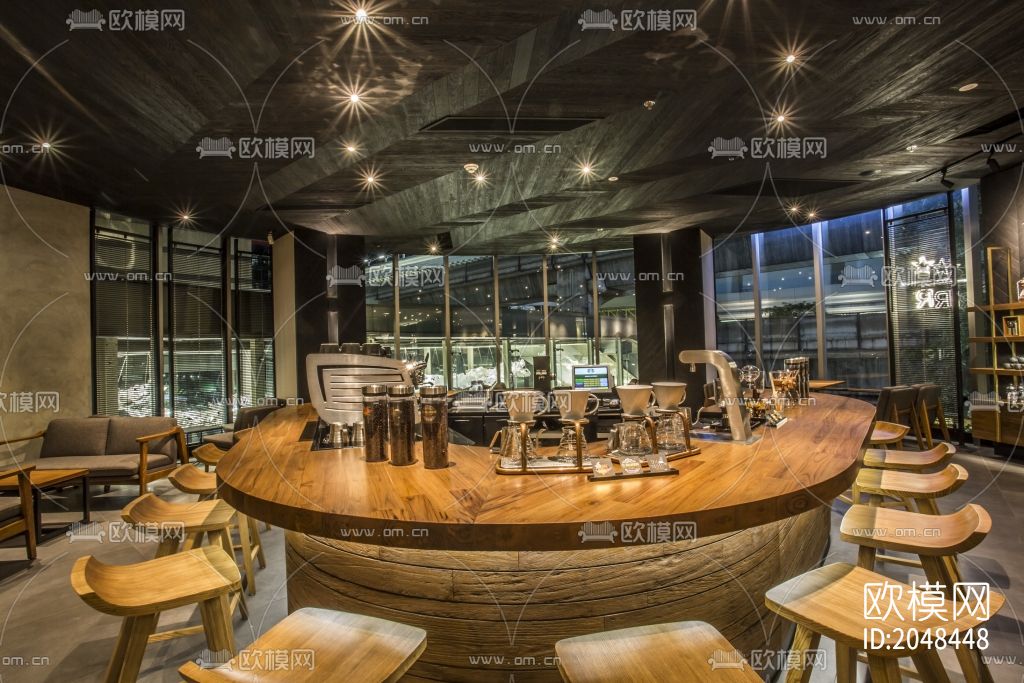 星巴克咖啡屋旗舰店cad施工图下载（渲染图5）