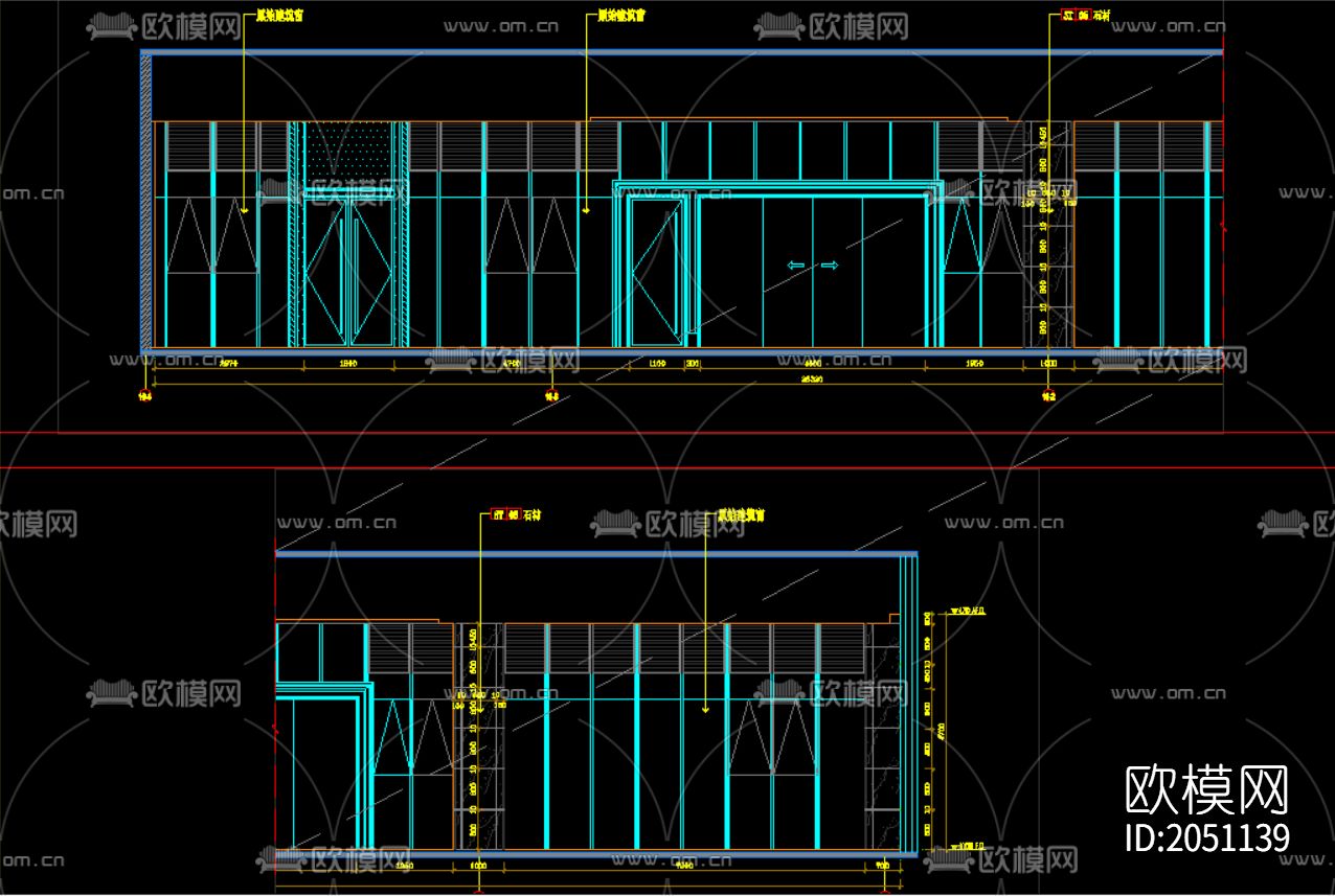 企业办公楼一层大厅cad施工图下载（渲染图4）