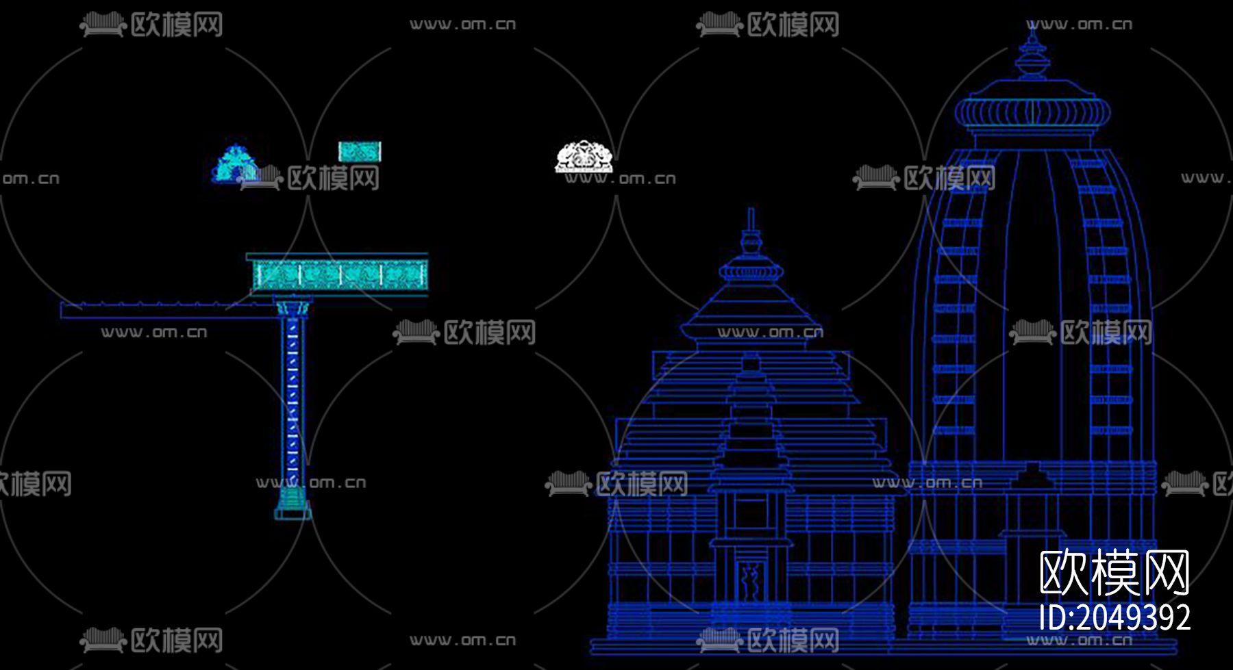 佛教寺庙装饰节点大样下载（渲染图4）