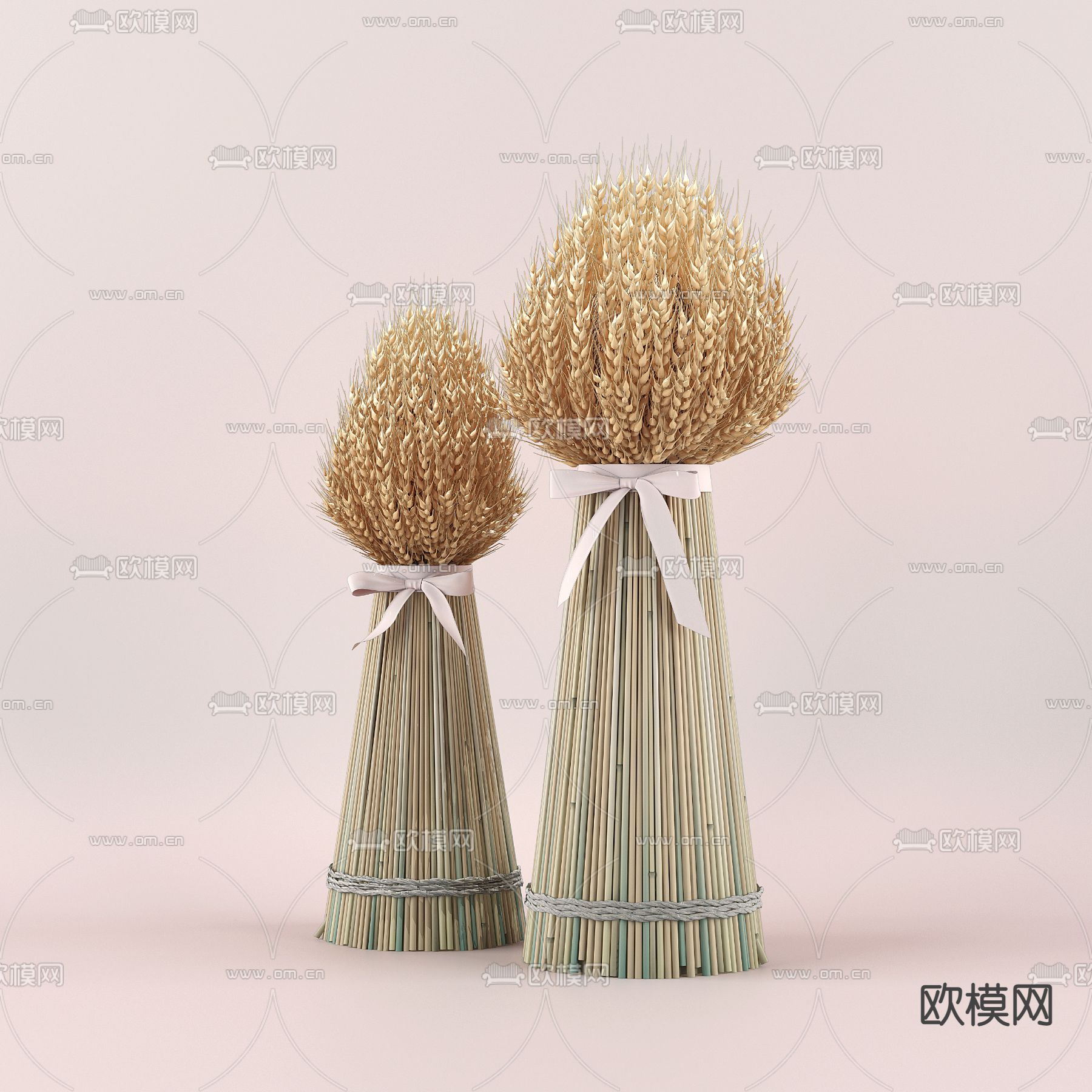 现代小麦稻草麦穗免费3d模型下载