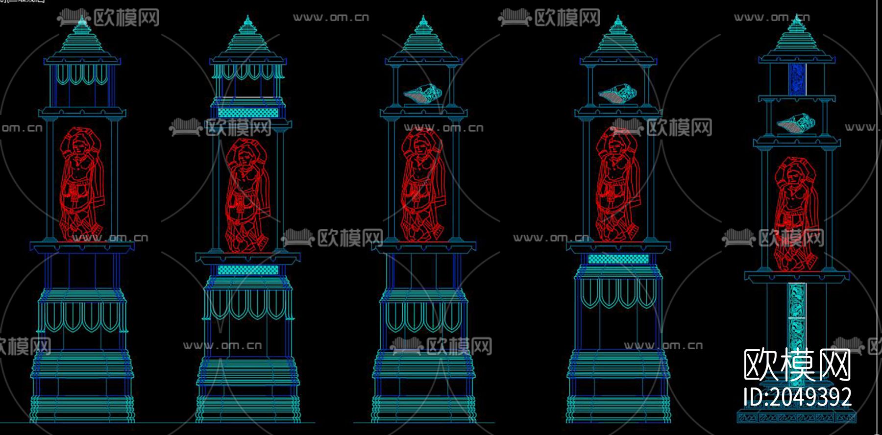 佛教寺庙装饰节点大样下载（渲染图7）