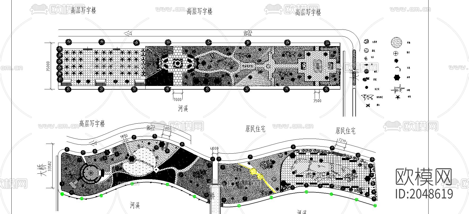 河岸景观设计cad施工图下载（渲染图1）