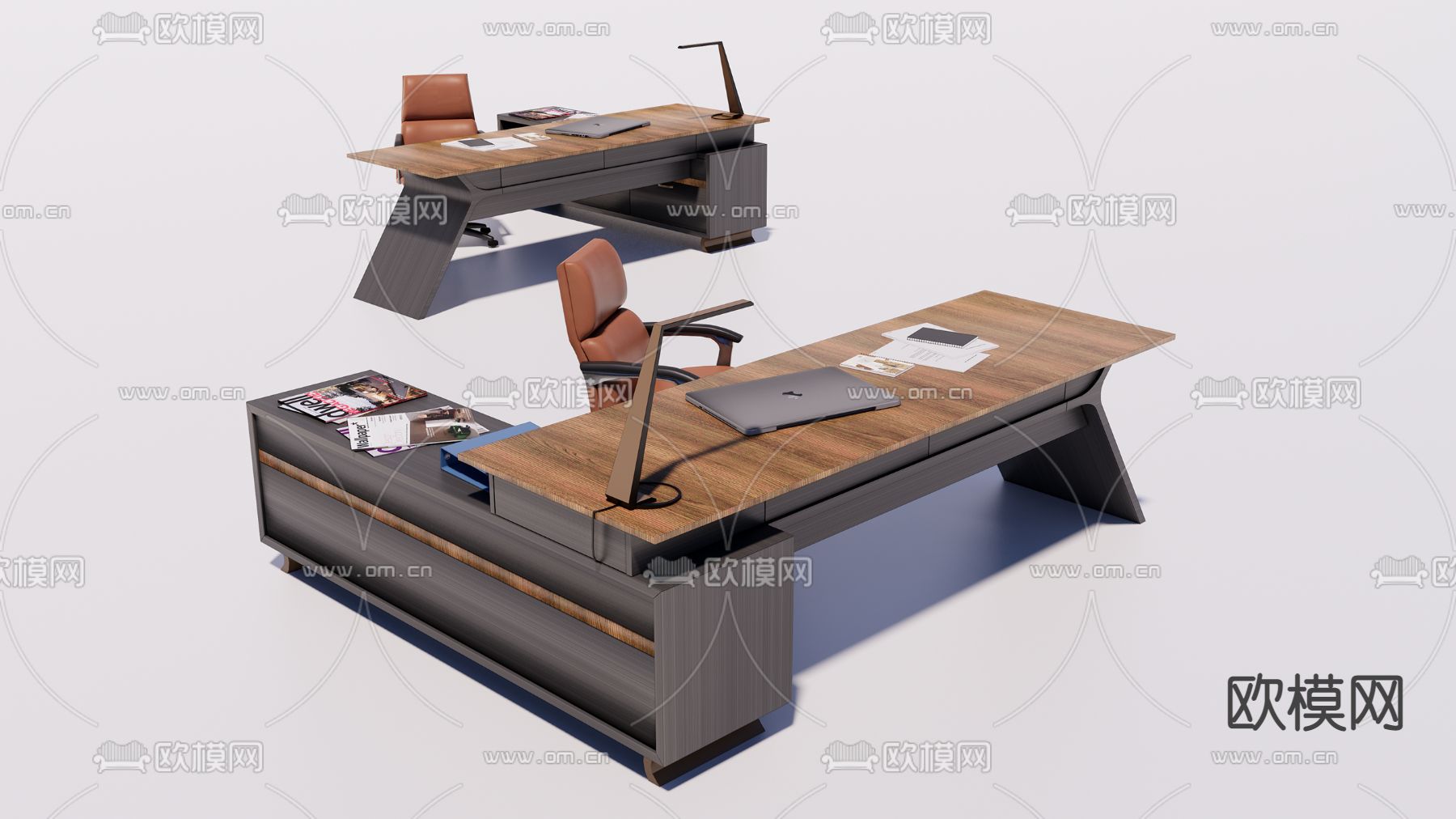 北欧经理办公桌椅su模型下载（渲染图1）