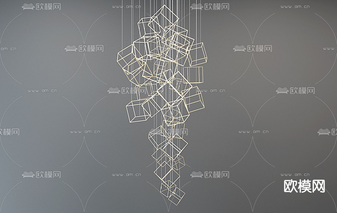 现代铁艺吊灯免费3d模型下载