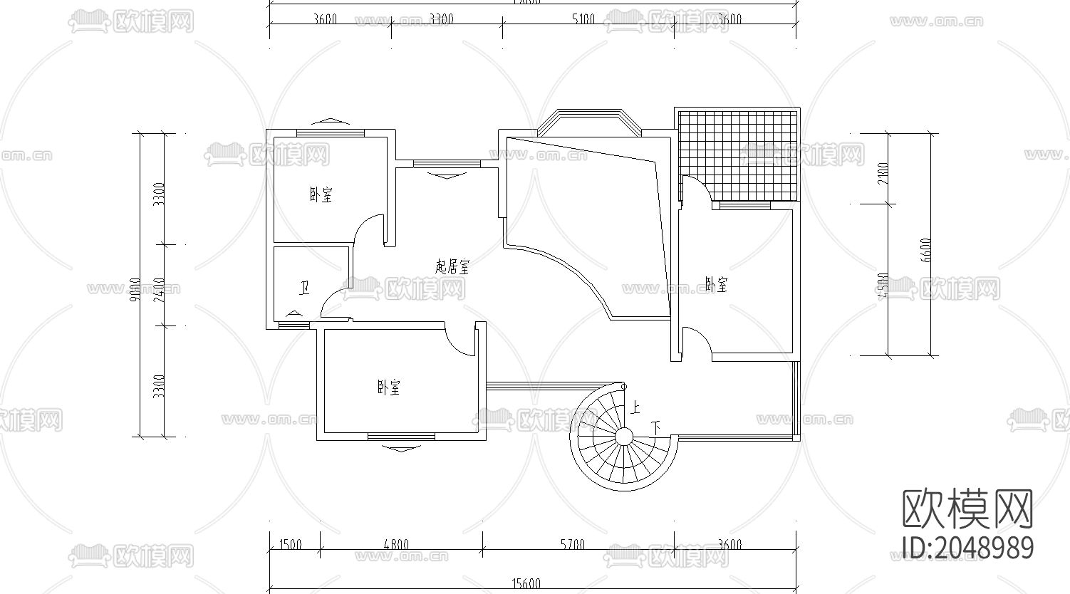 别墅cad施工图下载（渲染图1）