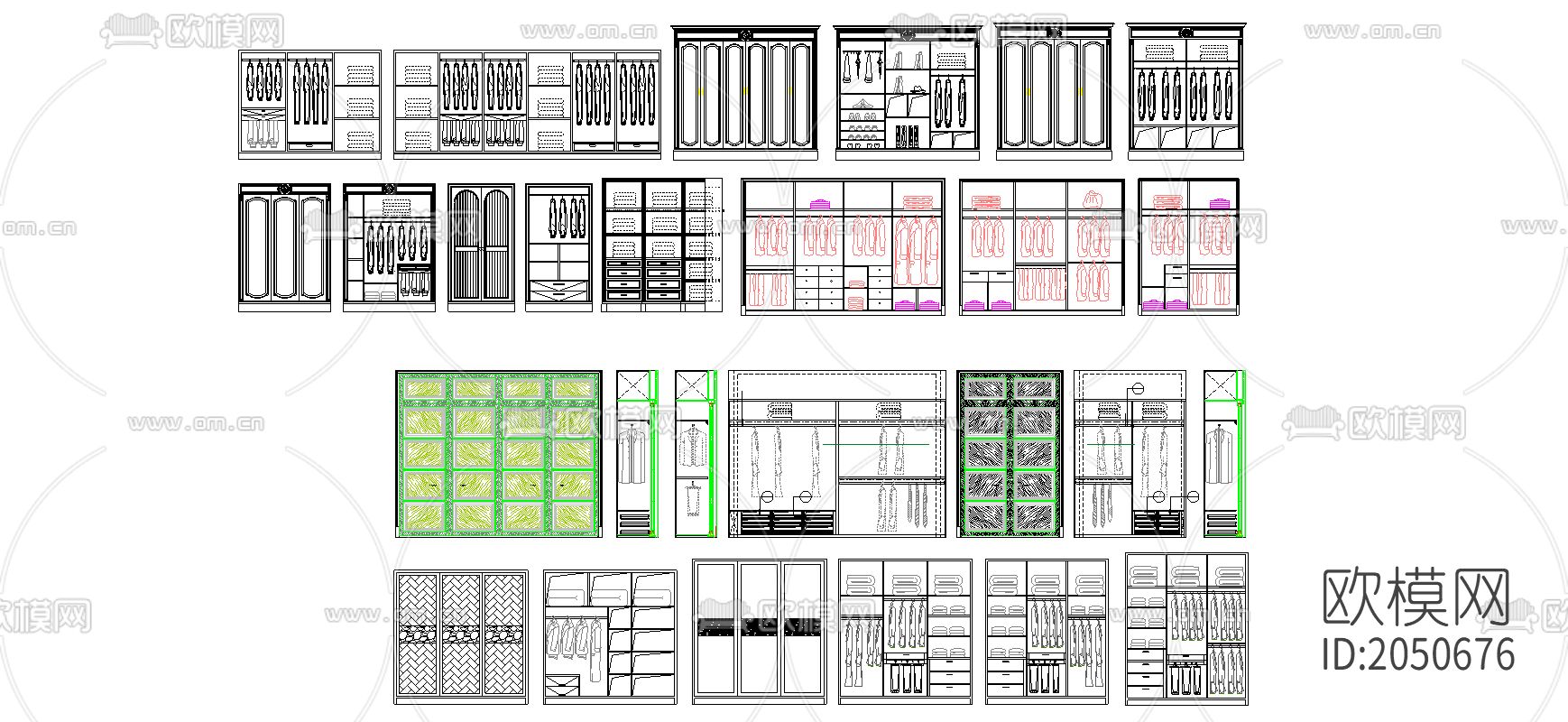 衣柜衣帽间鞋柜衣帽柜cad图库下载（渲染图2）