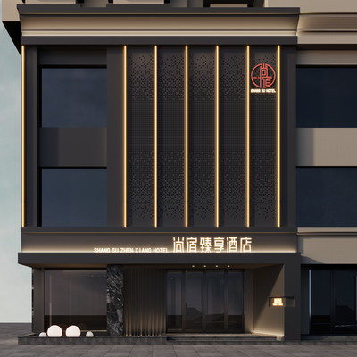 10022534下载中式餐厅门面门头3d模型id:10016010下载新中式门头门面