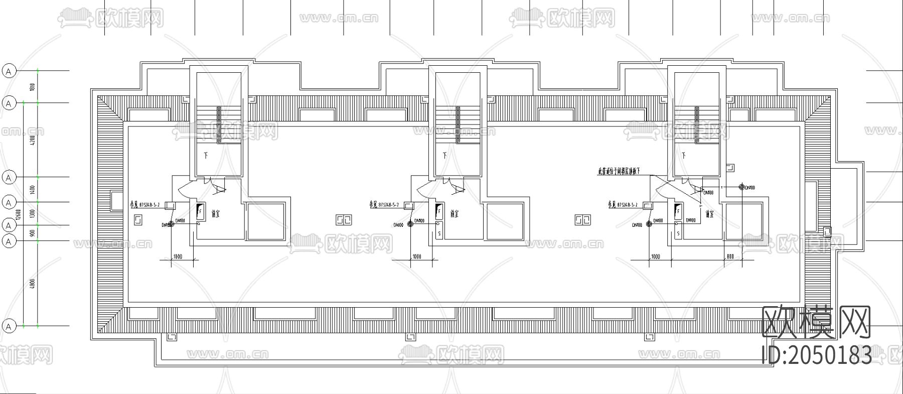 小区高层商品房给排水cad施工图下载（渲染图4）