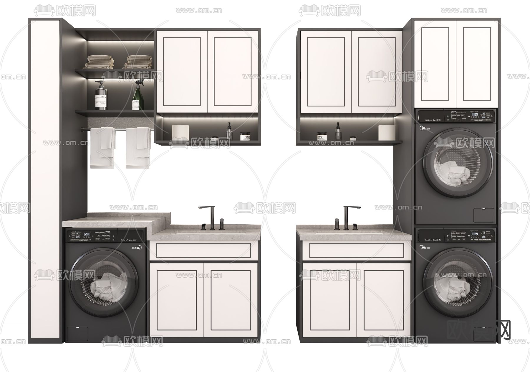 新中式浴室柜洗衣机柜3d模型下载