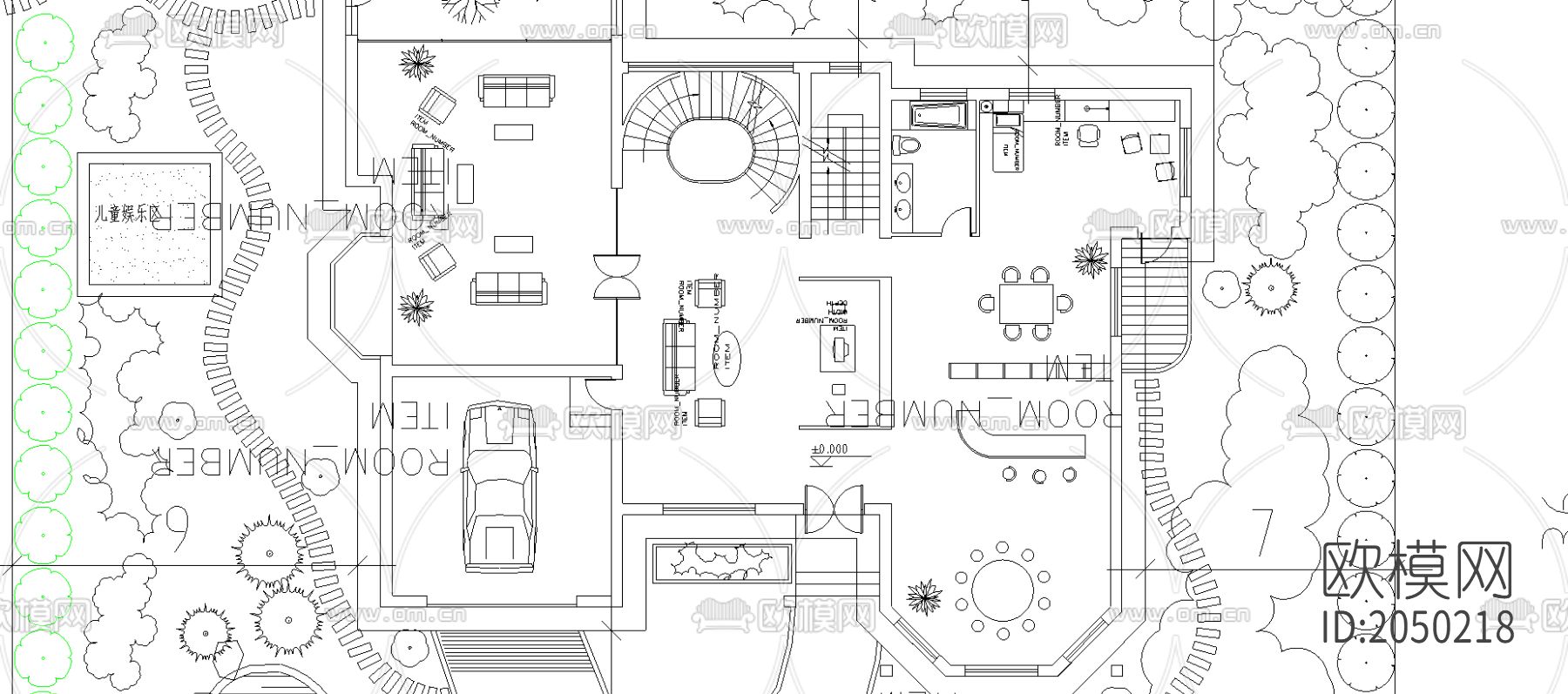 别墅cad施工图下载（渲染图2）