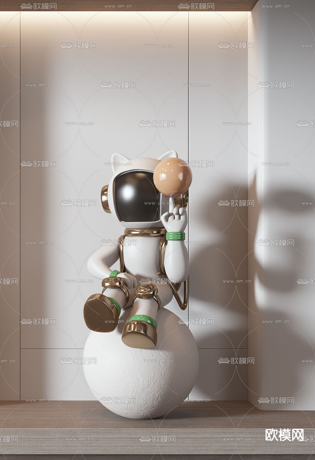 现代卡通玩偶雕塑su模型下载（渲染图1）