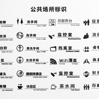 现代公共场合标识导视牌su模型 