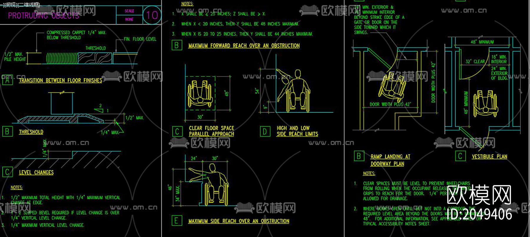 残疾人专用坡道节点大样下载（渲染图3）