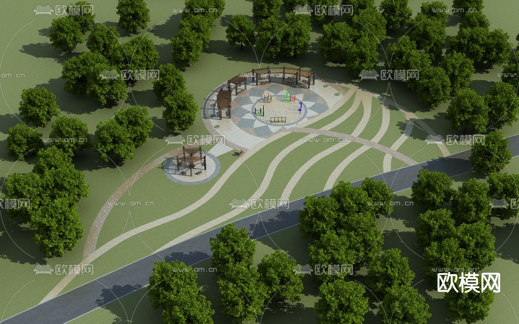 现代公园景观免费3d模型下载_ID11899946_3dmax免费模型-欧模网