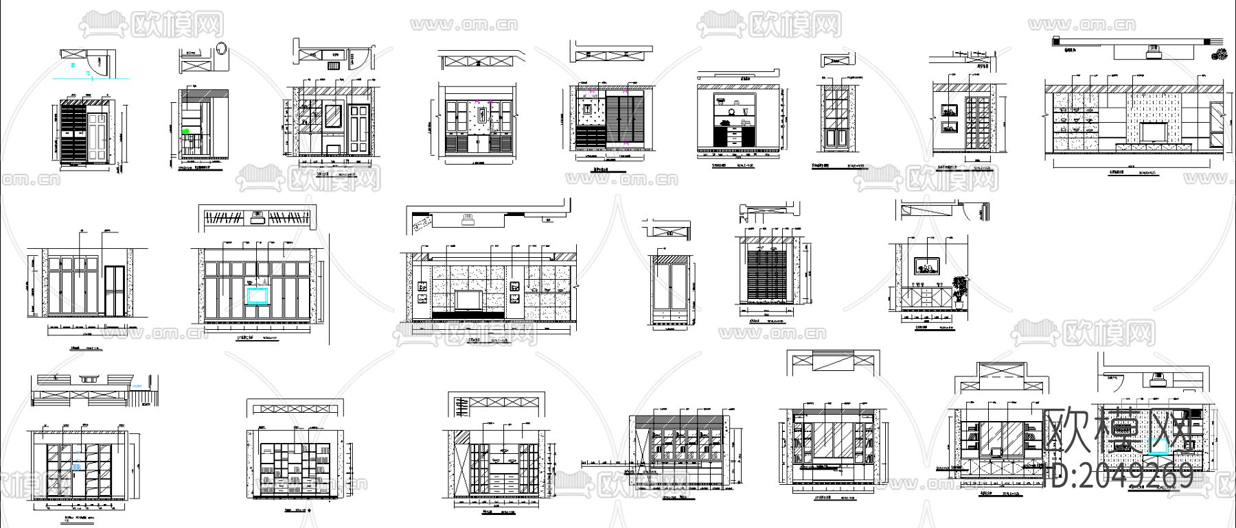 室内立面cad图库下载（渲染图2）