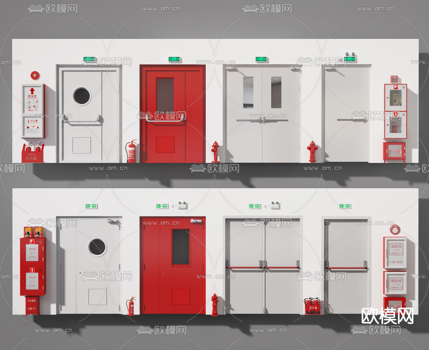 现代消防器材防火门消防门3d模型下载