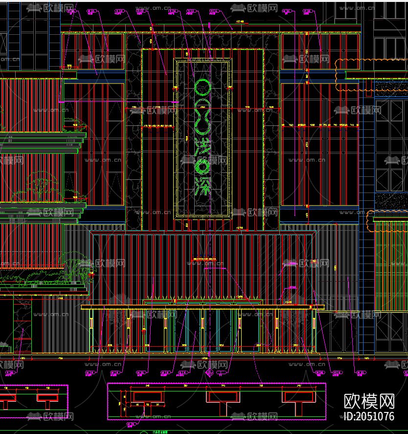 店面店招门头广告位设cad施工图下载（渲染图2）