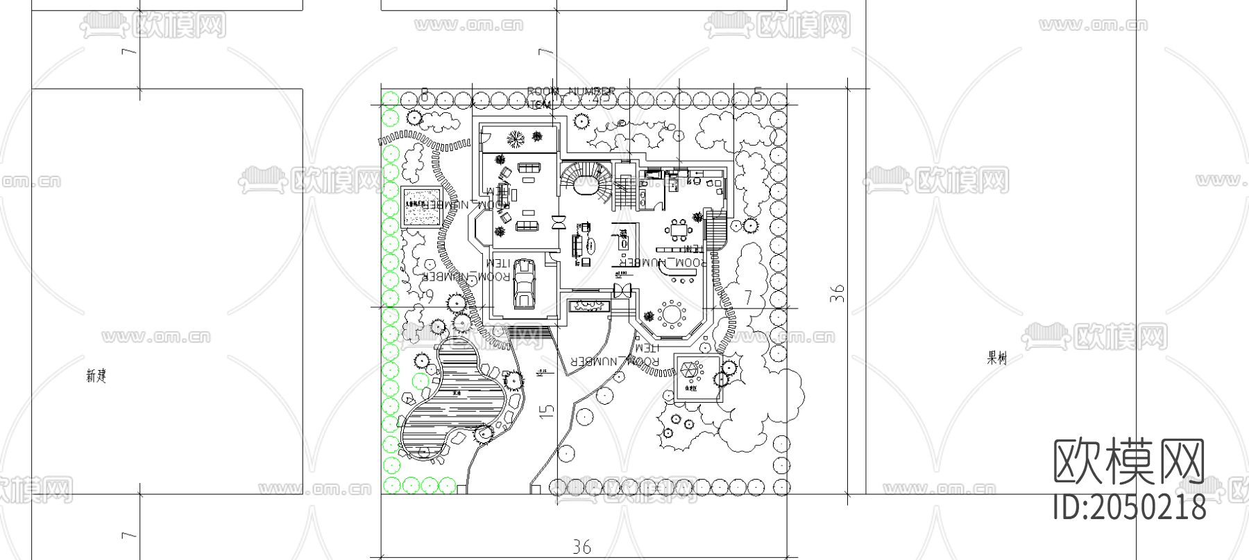别墅cad施工图下载（渲染图1）