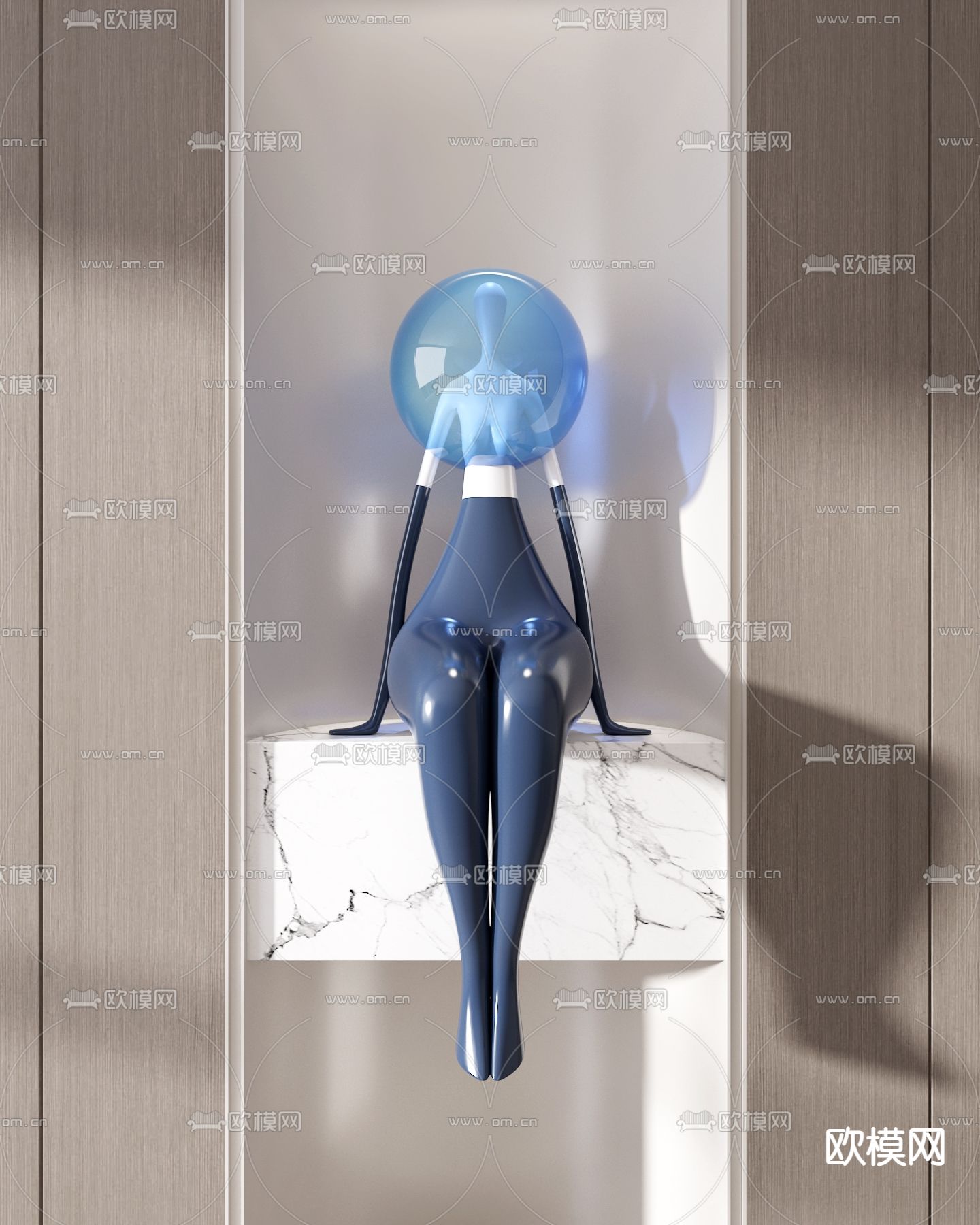 现代抽象人物雕塑摆件3d模型下载