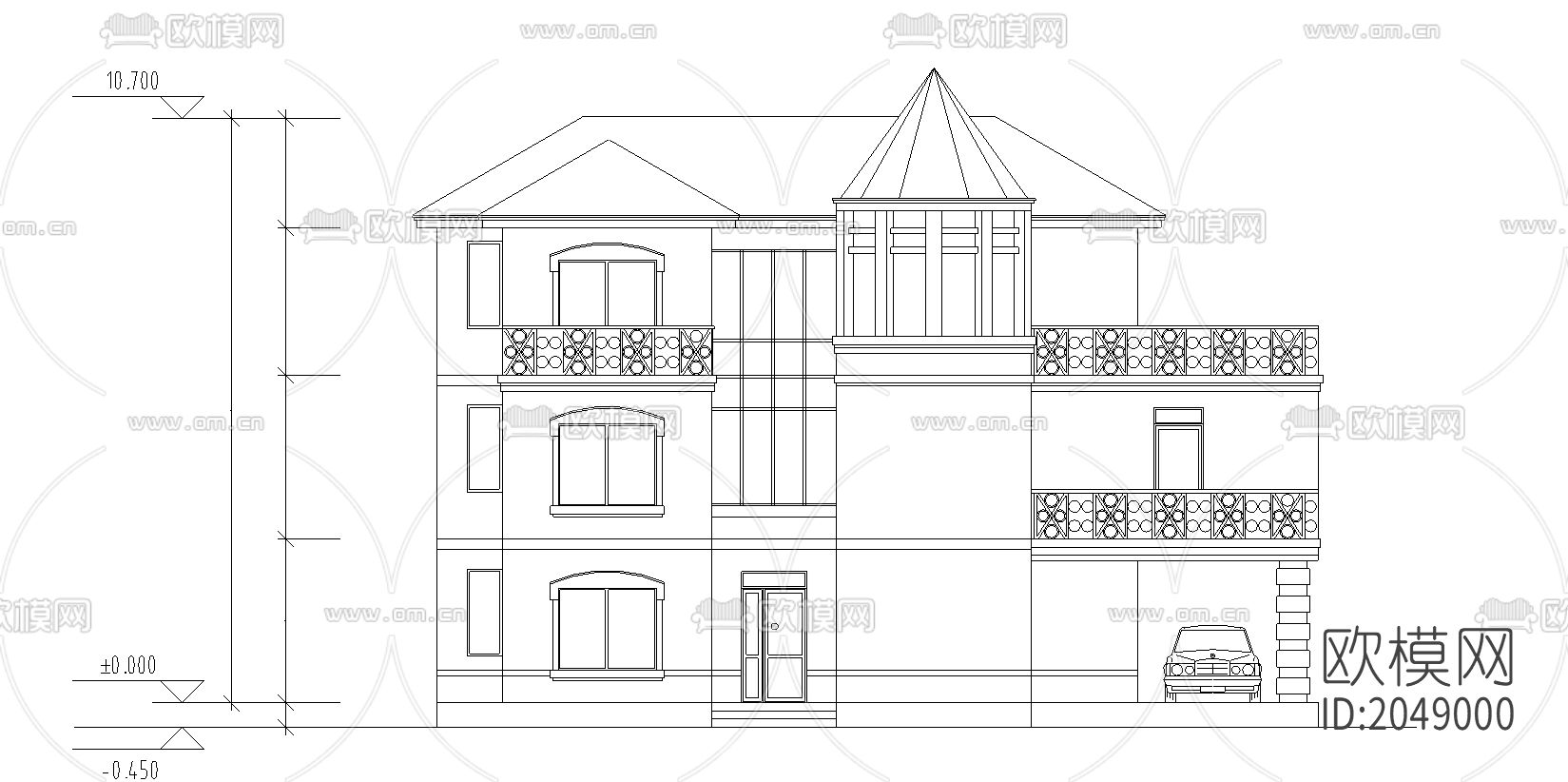 别墅cad施工图下载（渲染图1）