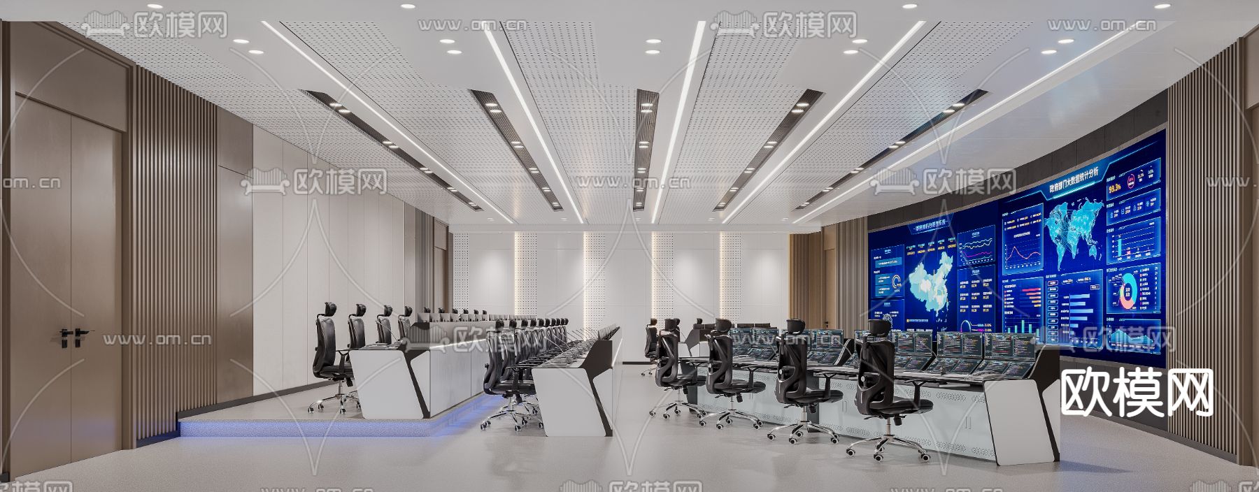 现代监控大厅3d模型下载