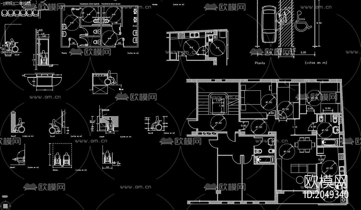 残障人士cad图库下载（渲染图8）