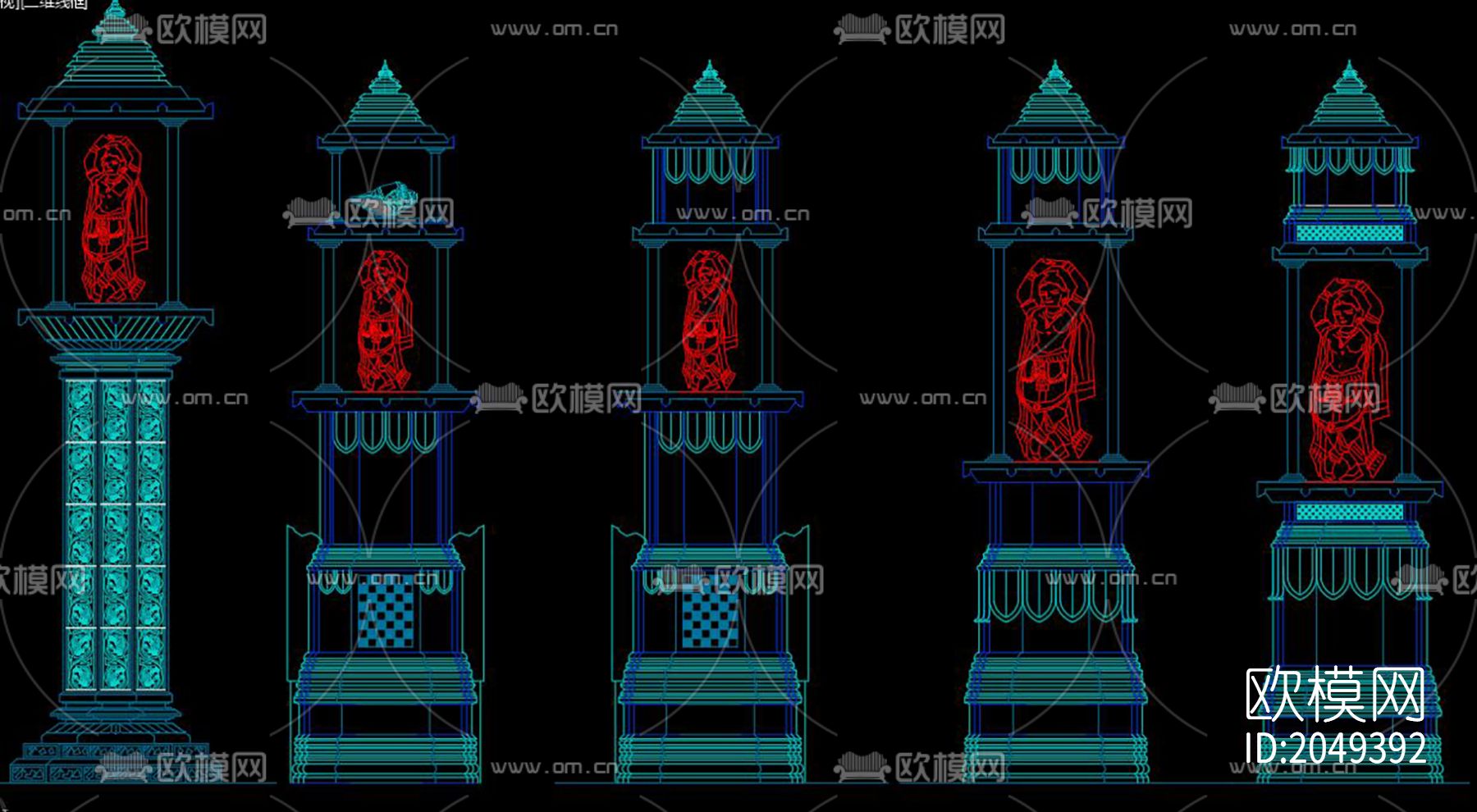 佛教寺庙装饰节点大样下载（渲染图1）