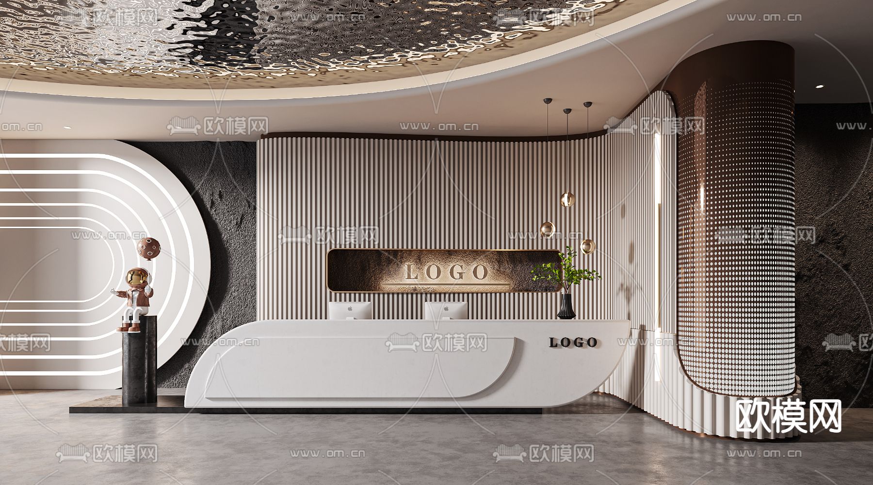 现代公司前台接待3d模型