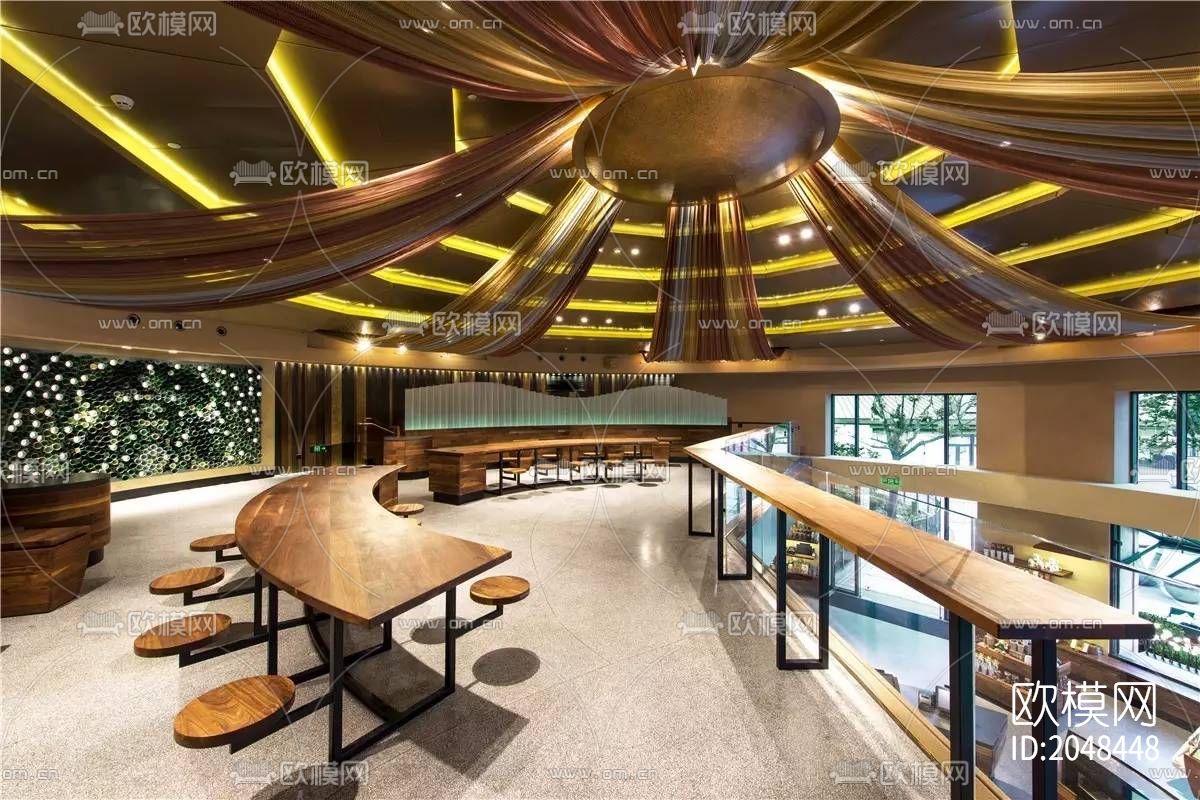 星巴克咖啡屋旗舰店cad施工图下载（渲染图3）