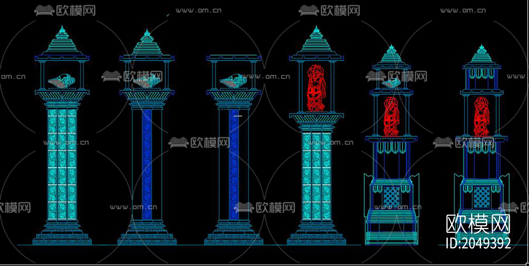 佛教寺庙装饰节点大样下载（渲染图8）