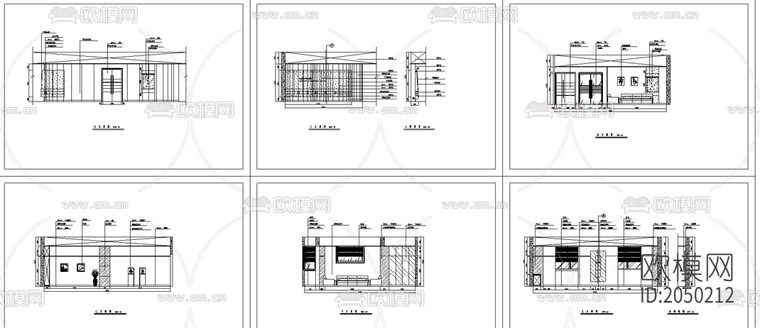 办公楼装饰立面cad施工图-免费3dmax模型库-欧模网
