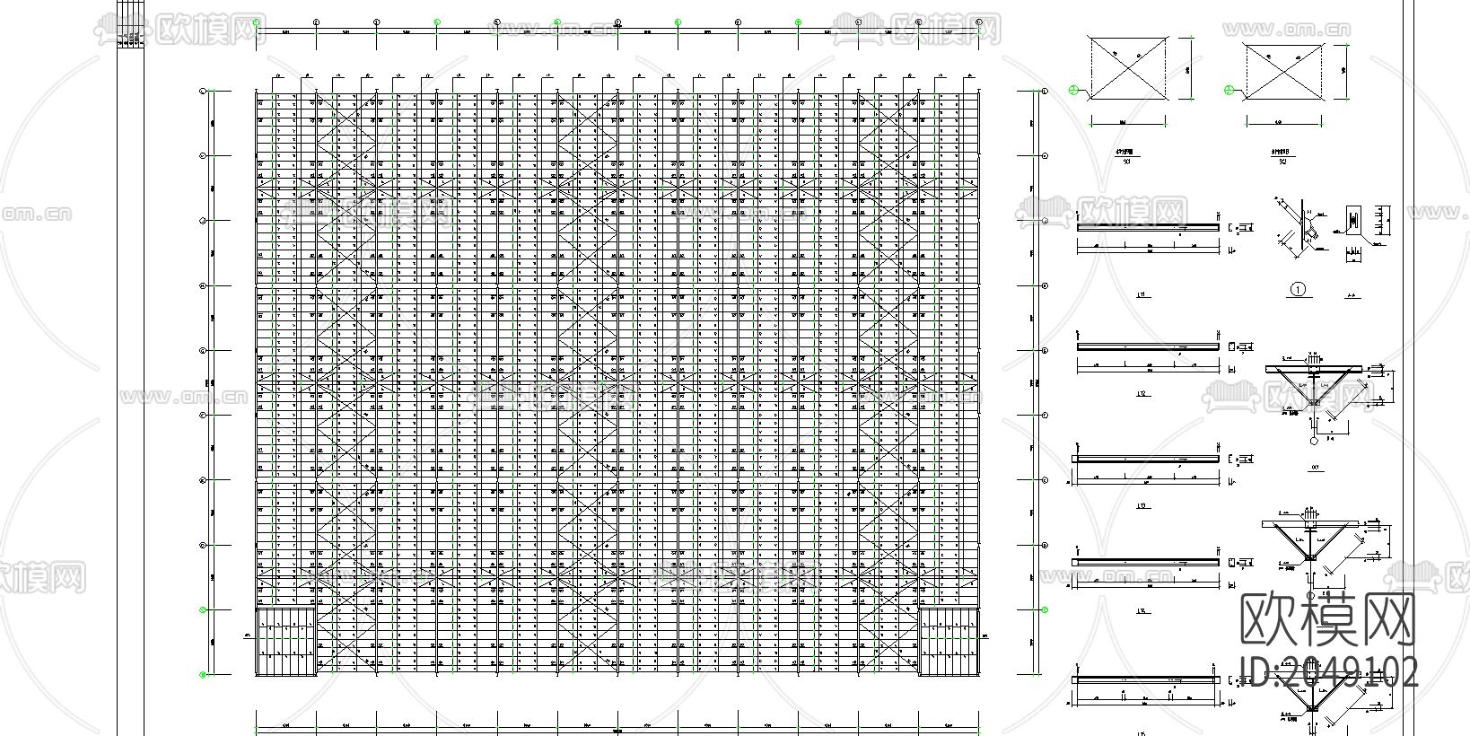 钢框架钢结构家具城cad施工图下载（渲染图2）